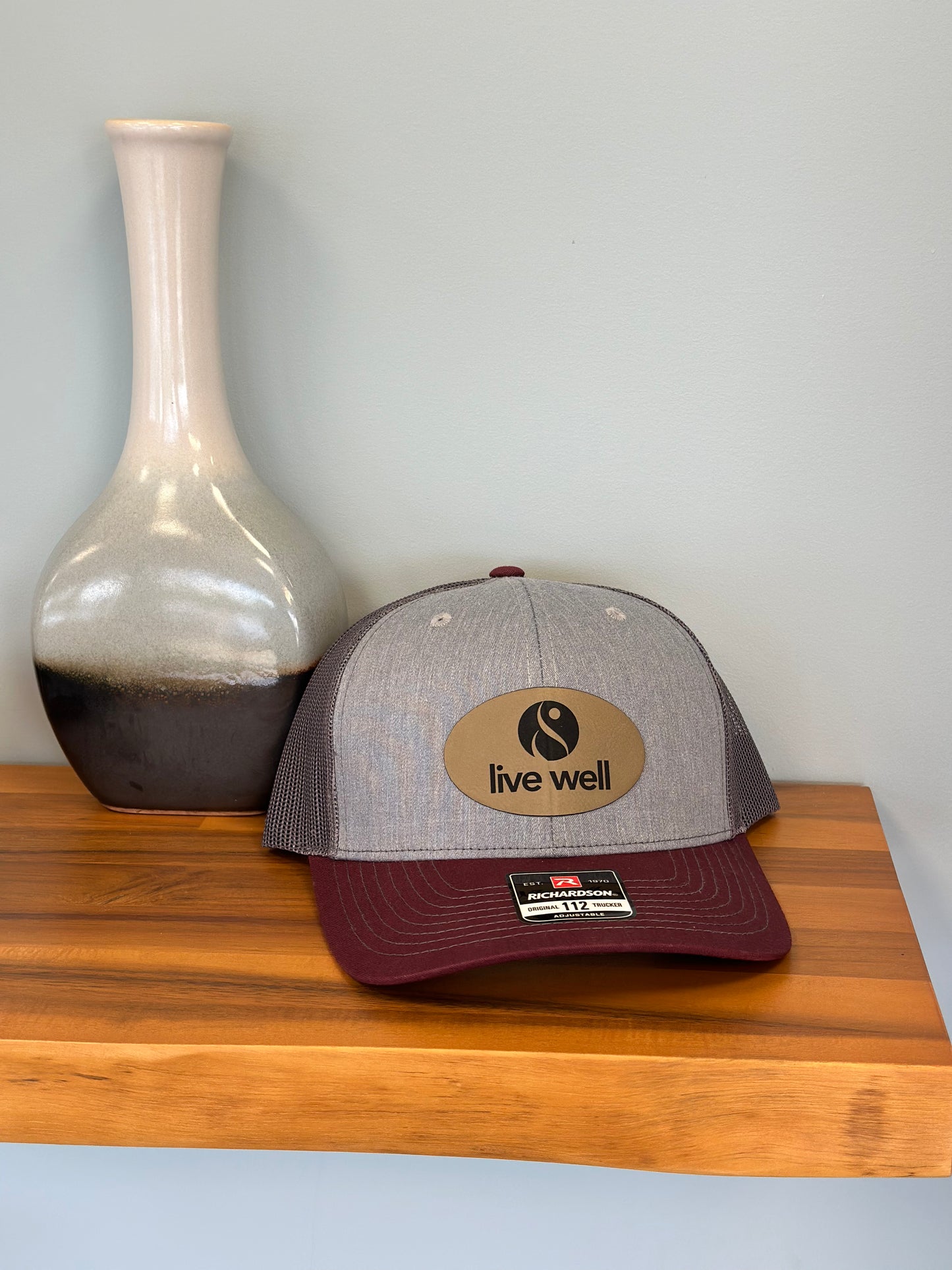 live well - maroon/grey trucker hat